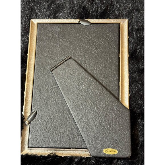 Gold & Silver Tone Enamel Bamboo Design Picture Frame 5.5" X 3.5" Picture - Picture 3 of 4